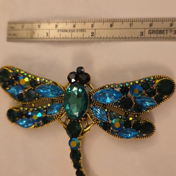 Dragonfly Brooch,Aqua and SeaBlue,Large - Picture 5 of 5